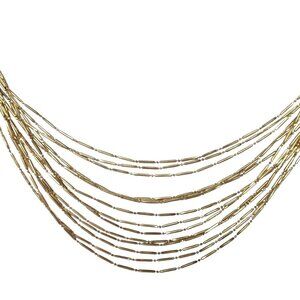 Vintage Multi Strand Layered Gold Tone Necklace Womens Costume Jewelry